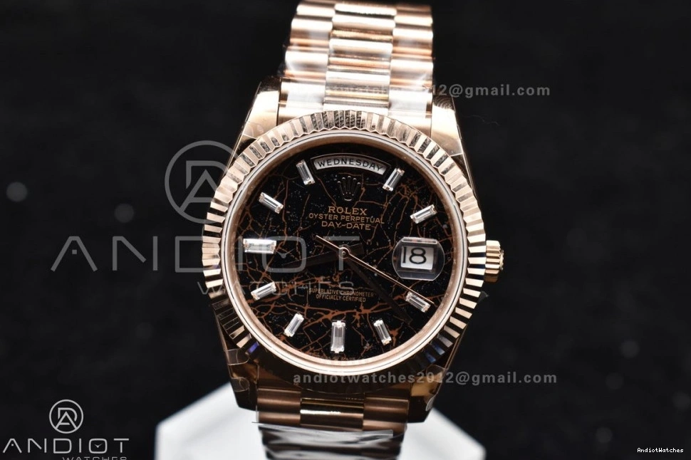 A President DayDate Dial GMF Crystal RG 904L Bracelet 40 Steel Markers 706 On Meteorite Bright 0506